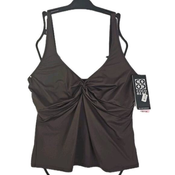 Coco Reef Tankini Top 40DD Bra Size Brown Swimsuit Tank Top NWT. - Picture 7 of 16